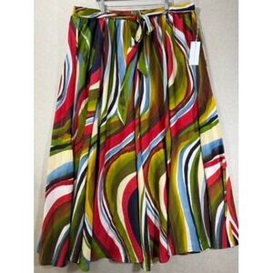 Truth Maxi Skirt Womens 3X Multicolor NWT Wavy Stripe Boho Elastic Waist‎ Belted